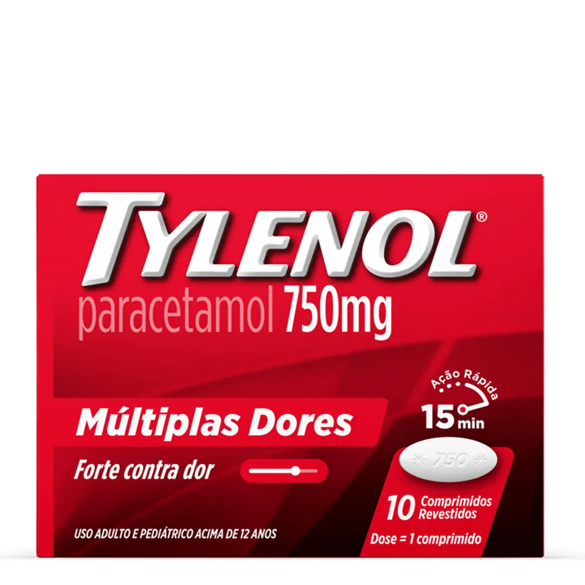 TYLENOL 750MG JOHNSON & JOHNSON COM 10 COMPRIMIDOS REVESTIDOS