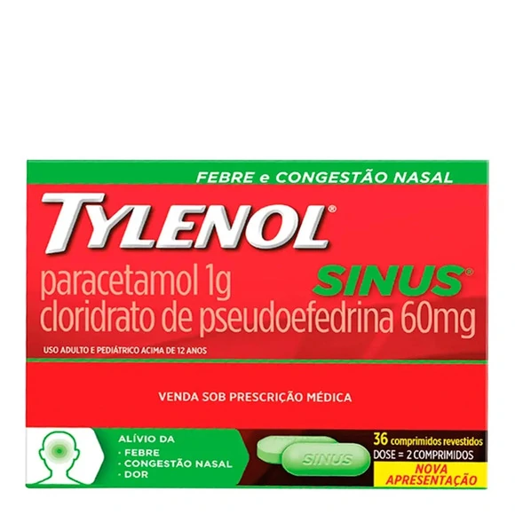 TYLENOL SINUS 500+30MG JANSSEN-CILAG COM 36 COMPRIMIDOS REVESTIDOS