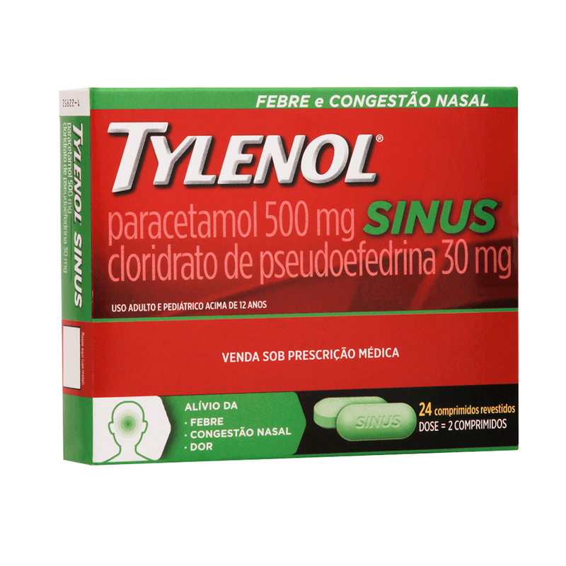 TYLENOL SINUS 500+30MG JOHNSON & JOHNSON COM 24 COMPRIMIDOS REVESTIDOS