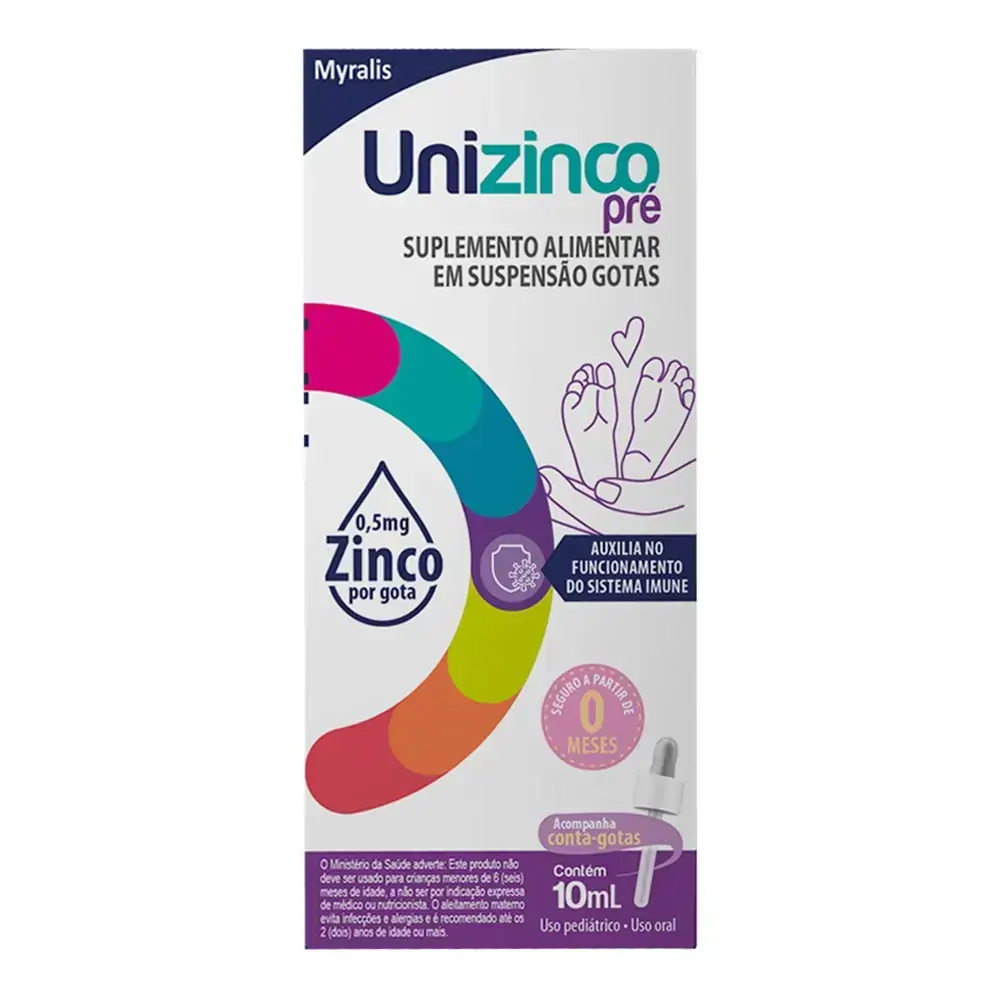 UNIZINCO 0.5MG/ML MYRALIS PHARMA SUSPENSAO GOTAS COM 10ML