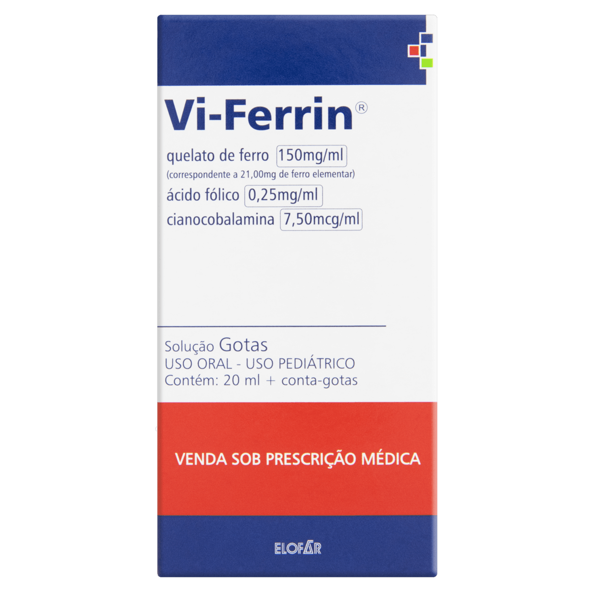 VI-FERRIN 150+0.25+7.5MCG ELOFAR SOLUCAO ORAL COM 20ML