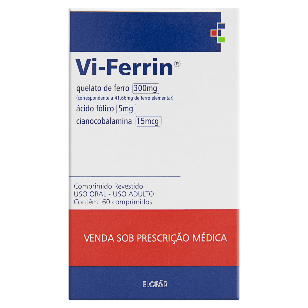 VI-FERRIN 300+5+15MCG ELOFAR COM 60 COMPRIMIDOS REVESTIDOS