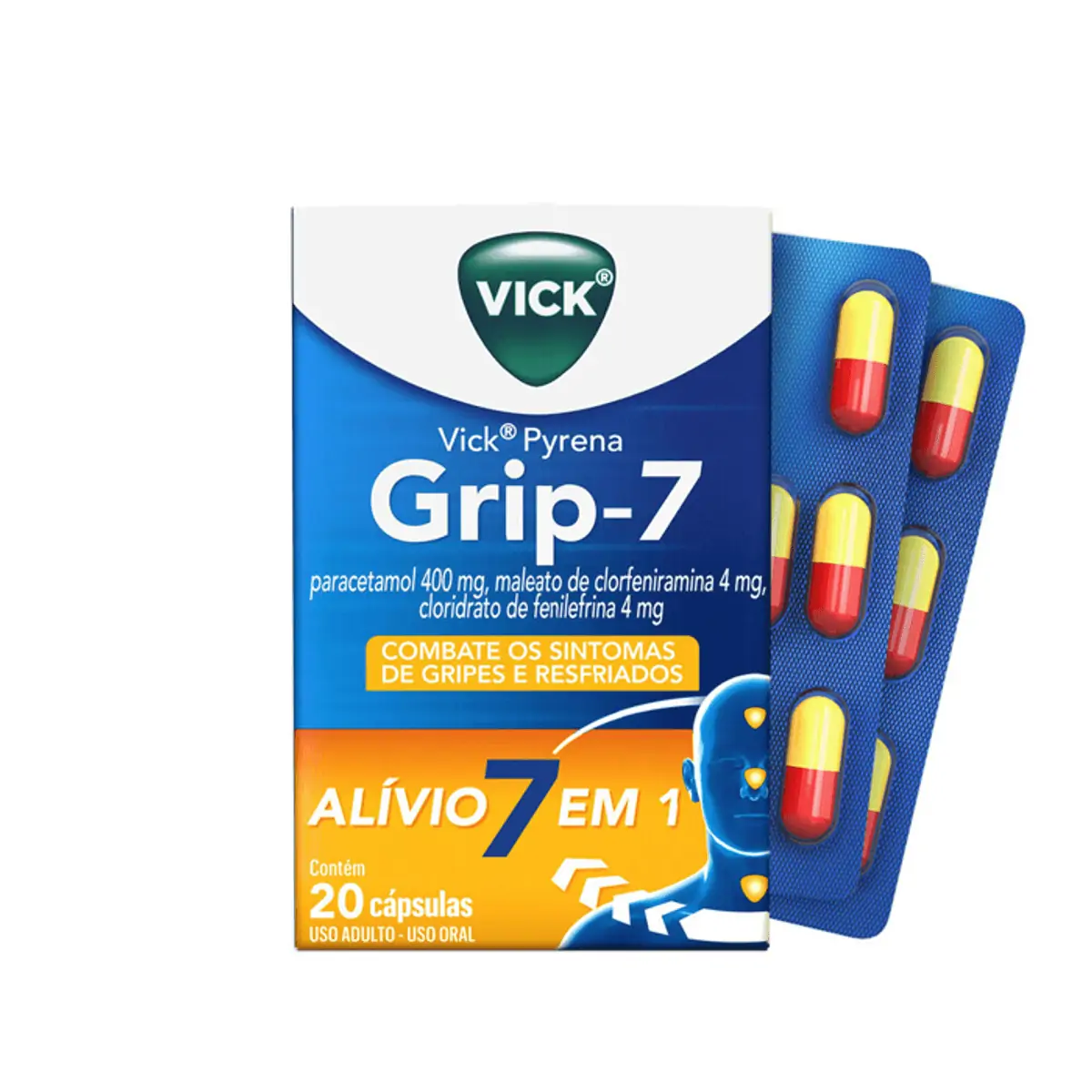 VICK PYRENA GRIP 7 400+4+4MG P&G COM 20 CAPSULAS