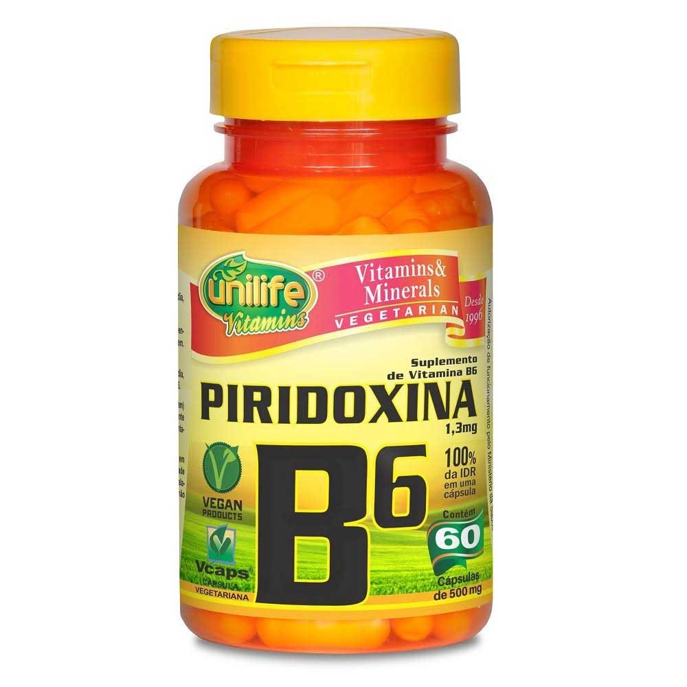 VITAMINA B6 PIRIDOXINA UNILIFE 500MG COM 60 CAPSULAS