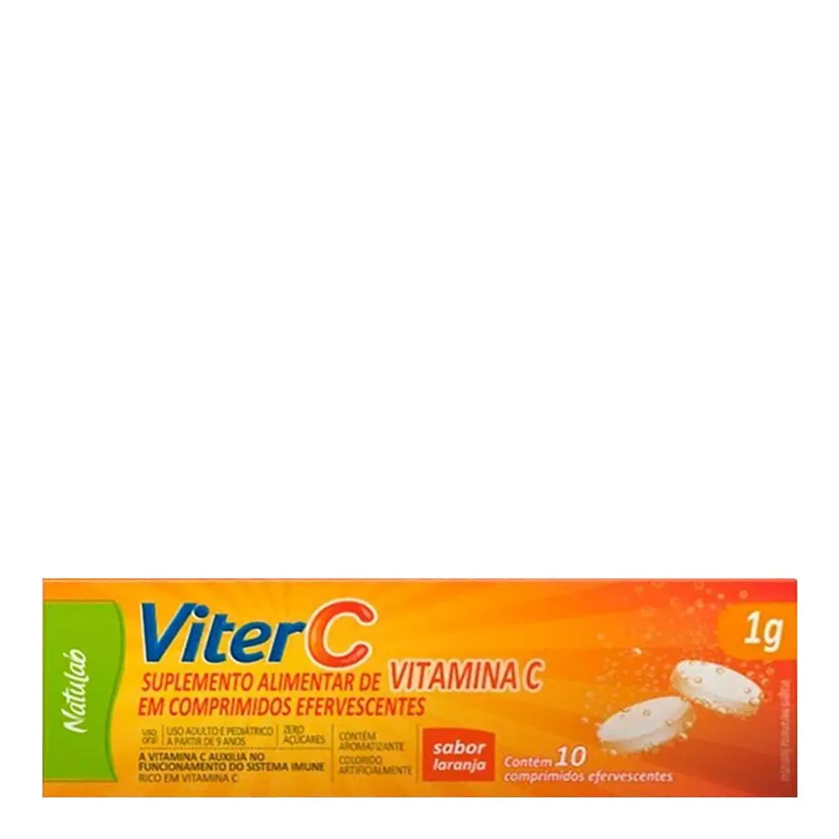 VITER C 1G SEM ACUCAR LARANJA COM 10 COMPRIMIDOS EFERVESCENTES