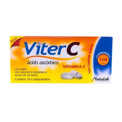 VITER C 500MG NATULAB LABORATORIO COM 20 COMPRIMIDOS